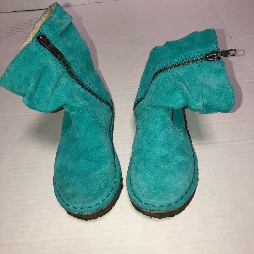 LL bean teal girls suede boots size 10 l.l.bean
